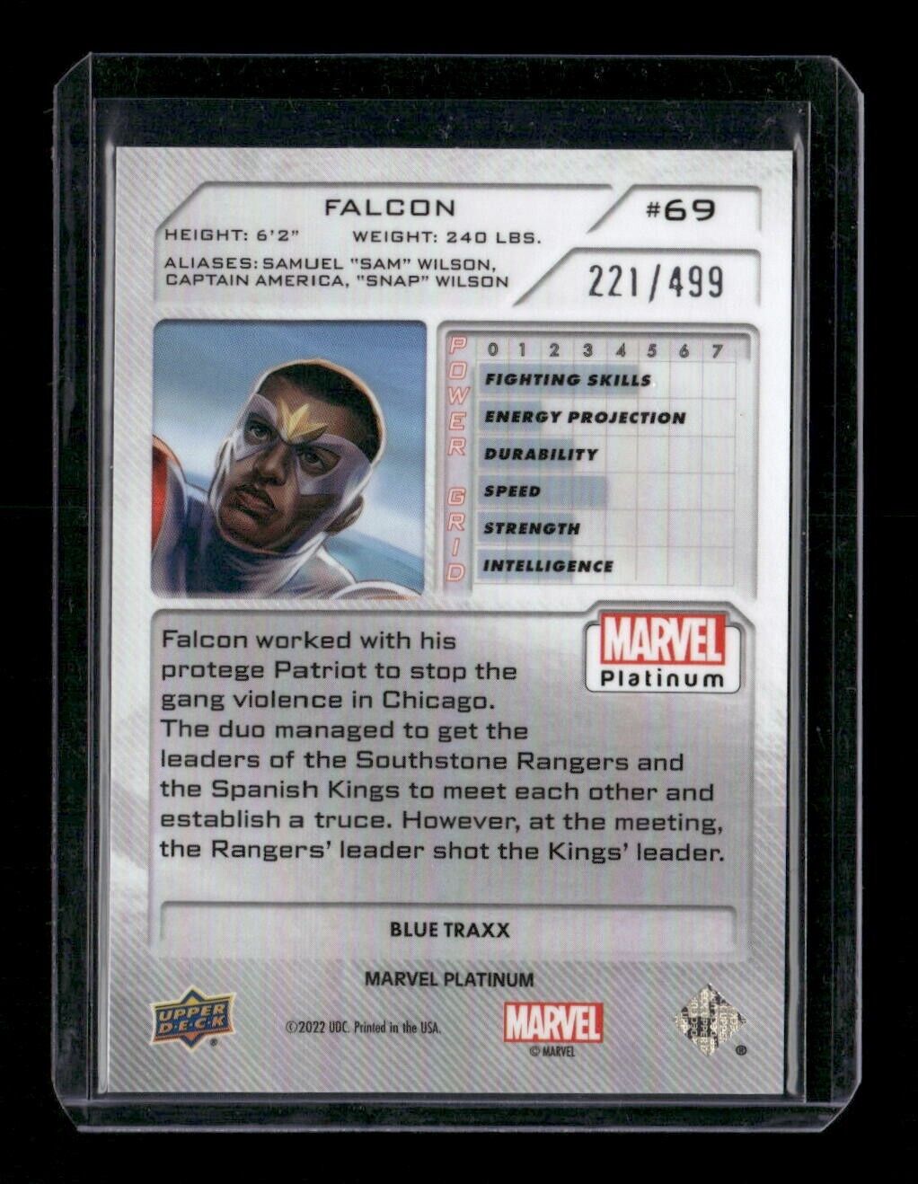 Falcon #69 Blue Traxx /499 Upper Deck 2023 Marvel Platinum