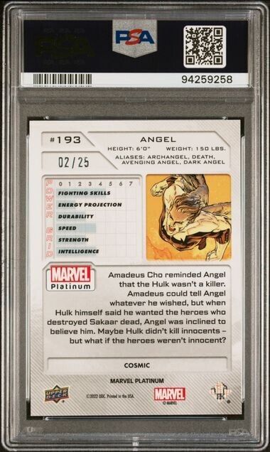 Angel #193 Cosmic /25 PSA 10 Upper Deck 2023 Marvel Platinum