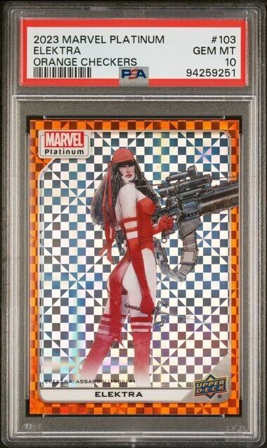 Elektra #103 Orange Checkers /33 PSA 10 Upper Deck 2023 Marvel Platinum