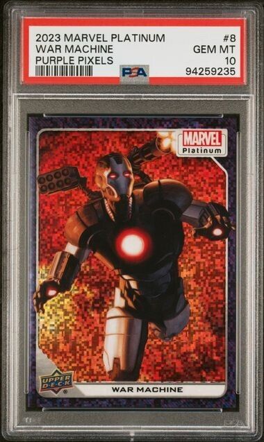 War Machine #8 Purple Pixels /35 PSA 10 Upper Deck 2023 Marvel Platinum