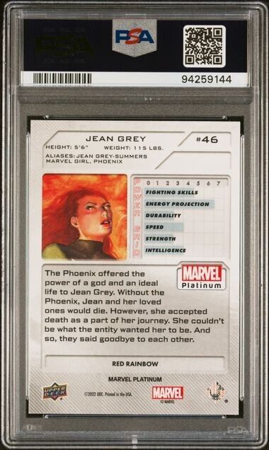 Jean Grey #46 Red Rainbow PSA 10 Upper Deck 2023 Marvel Platinum