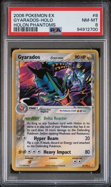 Gyarados #8 Holo Rare Delta Species PSA 8 2006 EX Holon Phantoms Pokemon Card