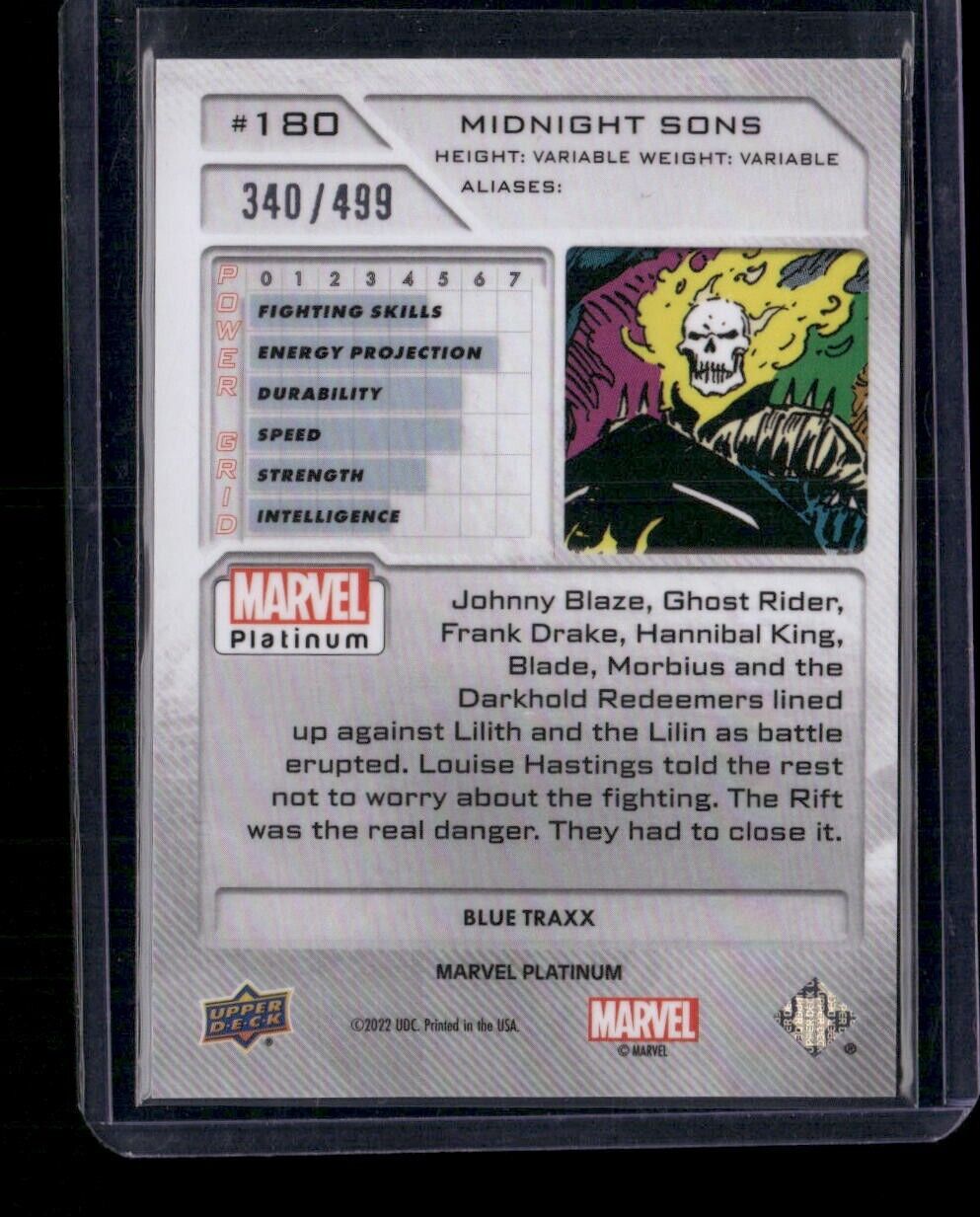 Midnight Sons #180 Blue Traxx /499 Upper Deck 2023 Marvel Platinum