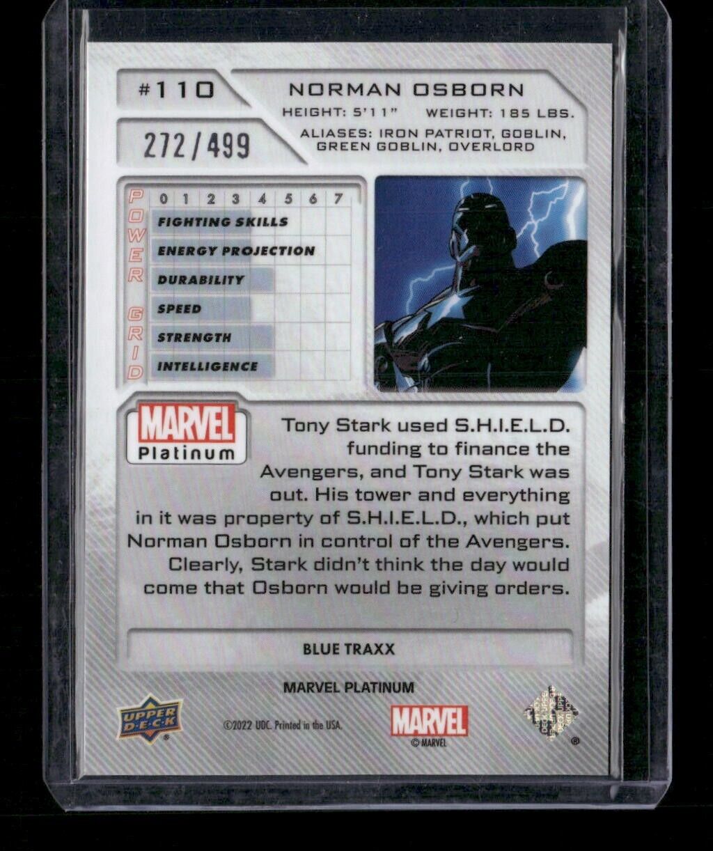 Norman Osborn #110 Blue Traxx /499 Upper Deck 2023 Marvel Platinum