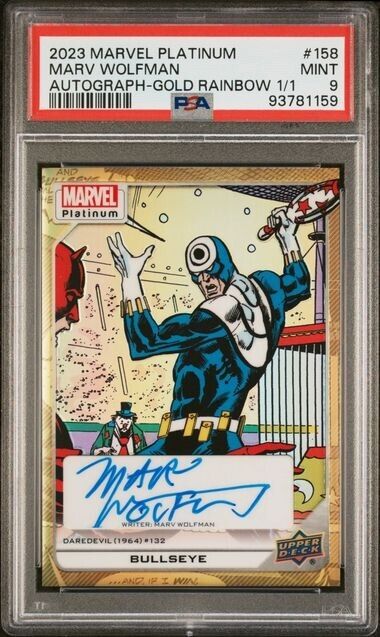 Bullseye #158 Creator Auto Gold Rainbow 1/1 PSA 9 UD 2023 Marvel Platinum