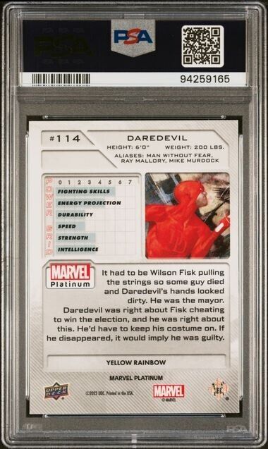 Daredevil #114 Yellow Rainbow PSA 10 Upper Deck 2023 Marvel Platinum