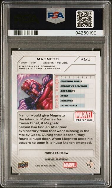 Magneto #63 Purple Rainbow PSA 9 Upper Deck 2023 Marvel Platinum