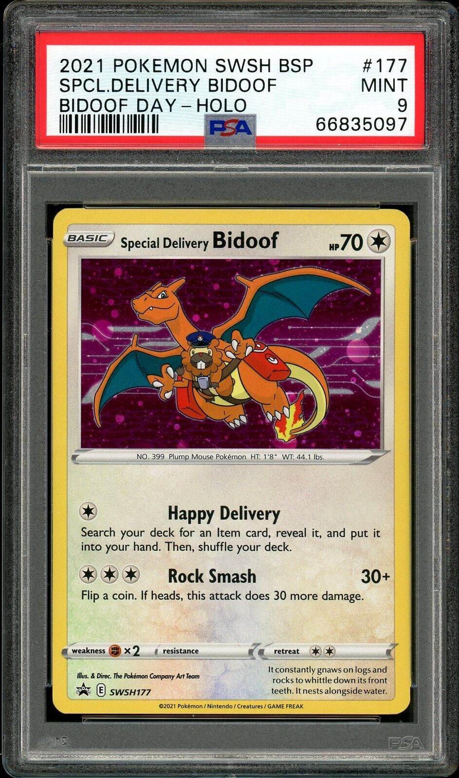 Special Delivery Bidoof #177 PSA 9 2021 Pokemon Center Exclusive Promo Card