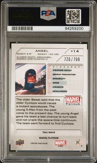 Angel #14 Teal Wave /799 PSA 9 Upper Deck 2023 Marvel Platinum