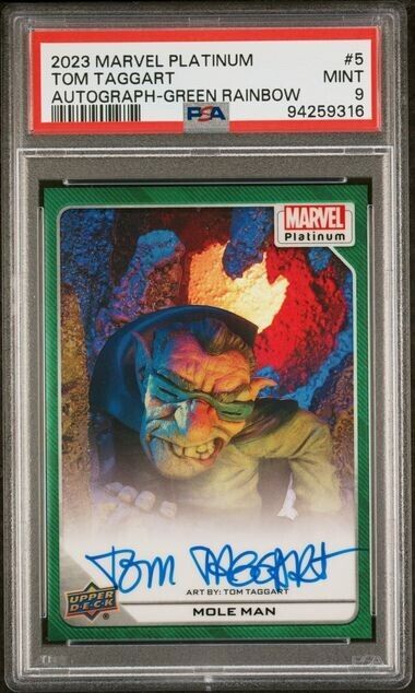 Mole Man #5 Artist Auto Green Rainbow /10 PSA 9 UD 2023 Marvel Platinum