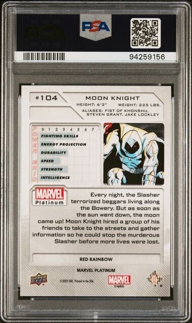 Moon Knight #104 Red Rainbow PSA 10 Upper Deck 2023 Marvel Platinum