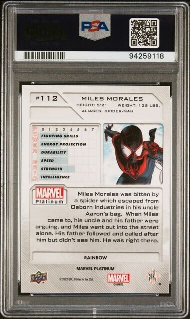 Miles Morales #112 Rainbow PSA 10 Upper Deck 2023 Marvel Platinum