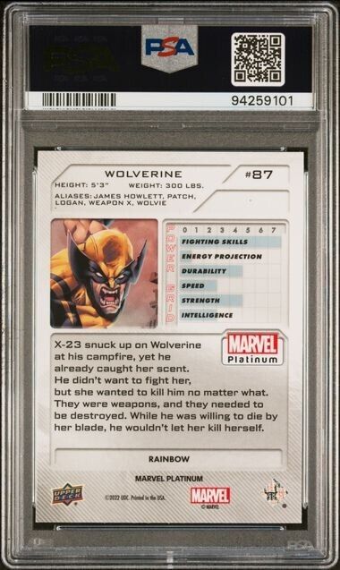 Wolverine #87 Rainbow PSA 9 Upper Deck 2023 Marvel Platinum