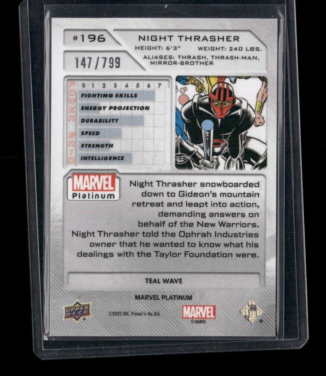 Night Thrasher #196 Teal Wave /799 Upper Deck 2023 Marvel Platinum