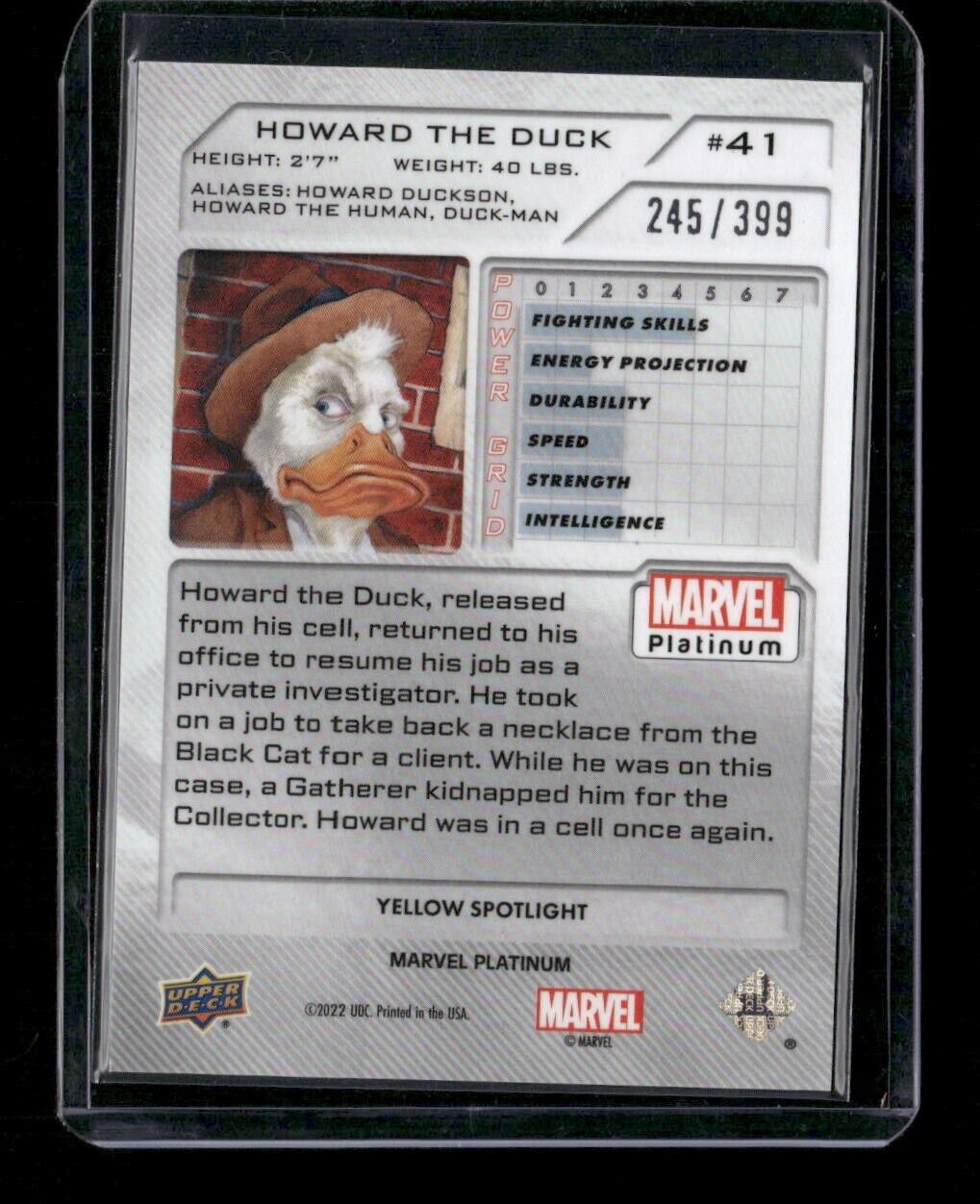 Howard the Duck #41 Yellow Spotlight /399 Upper Deck 2023 Marvel Platinum