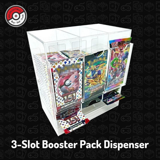 New Acrylic 3 Slot Booster Pack Dispenser Pokemon Magic Yugioh Lorcana One Piece