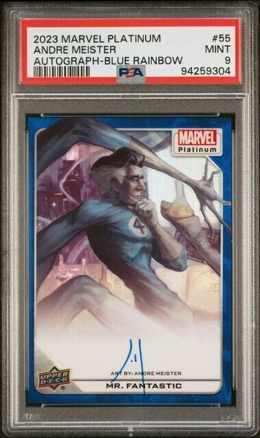 Mr. Fantastic #55 Artist Auto Blue Rainbow /25 PSA 9 UD 2023 Marvel Platinum