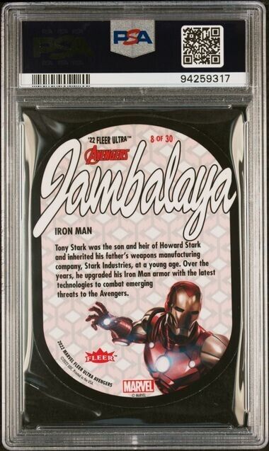 Iron Man #8 PSA 10 Jambalaya 2022 Marvel Skybox Fleer Ultra Avengers POP 3