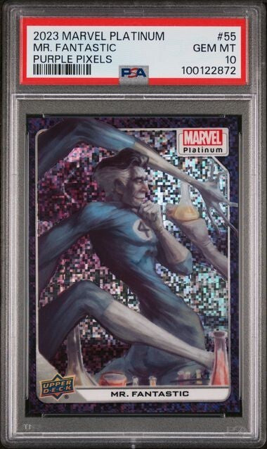 Mr. Fantastic #55 Purple Pixels /35 PSA 10 Upper Deck 2023 Marvel Platinum
