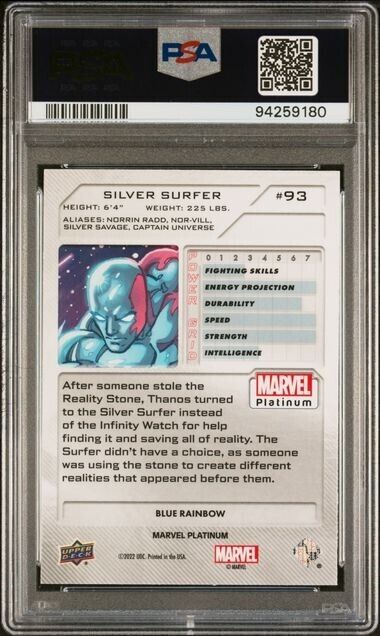 Silver Surfer #93 Blue Rainbow PSA 9 Upper Deck 2023 Marvel Platinum