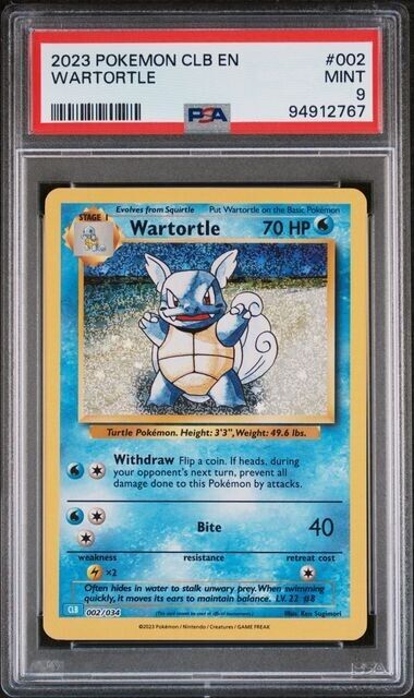 Wartortle Holo #002 PSA 9 CLB TCG Classic Collection 2023 Pokemon Card