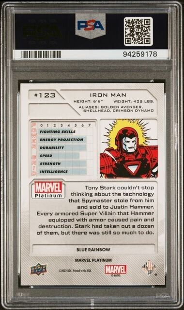 Iron Man #123 Blue Rainbow PSA 9 Upper Deck 2023 Marvel Platinum