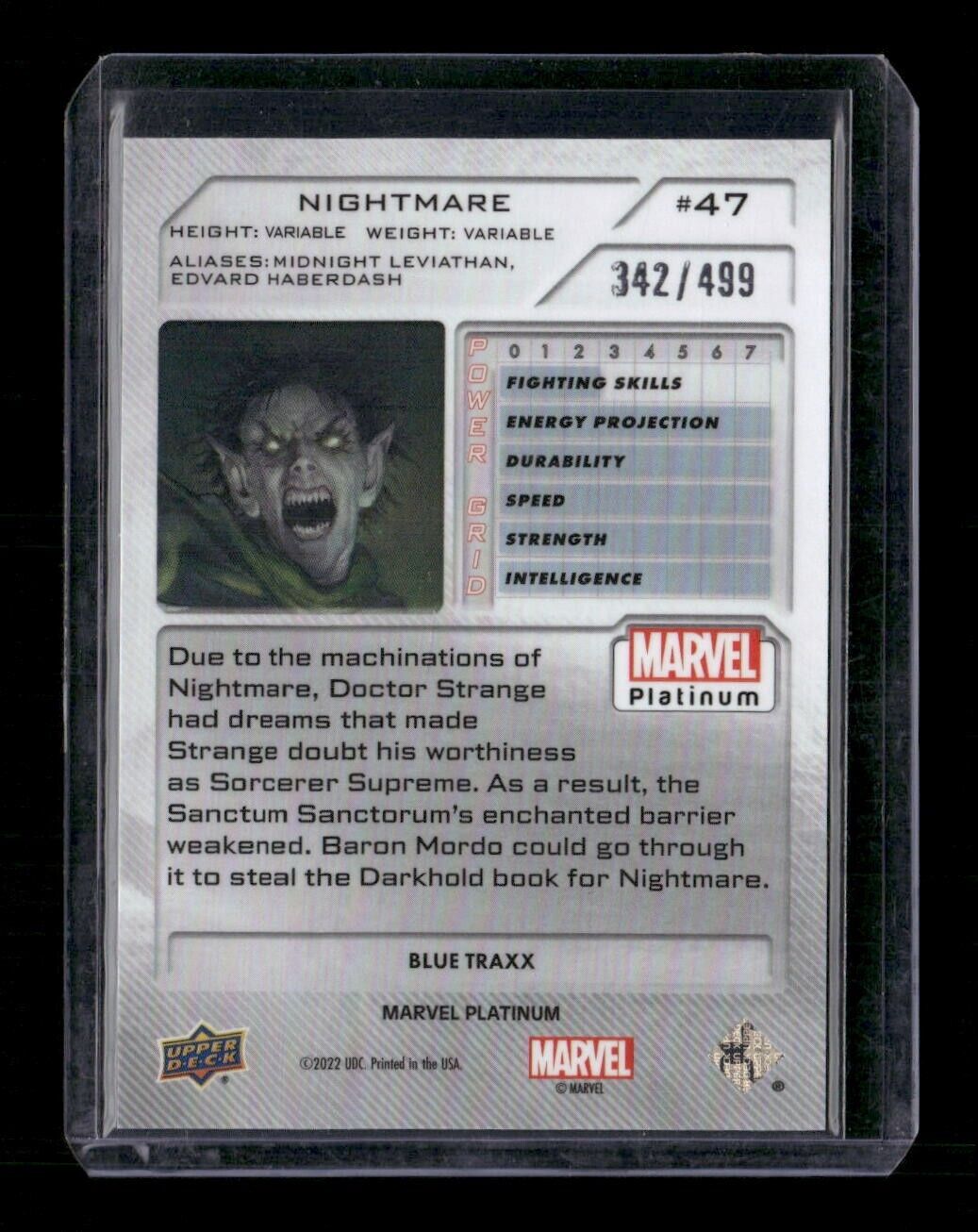 Nightmare #47 Blue Traxx /499 Upper Deck 2023 Marvel Platinum