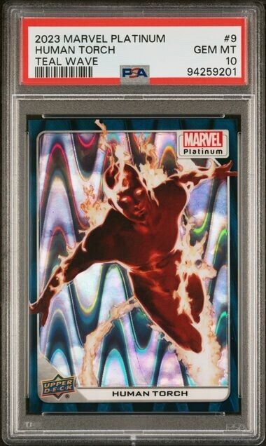 Human Torch #9 Teal Wave /799 PSA 10 Upper Deck 2023 Marvel Platinum