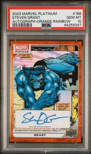 Beast #188 Creator Auto Orange Rainbow /25 PSA 10 UD 2023 Marvel Platinum