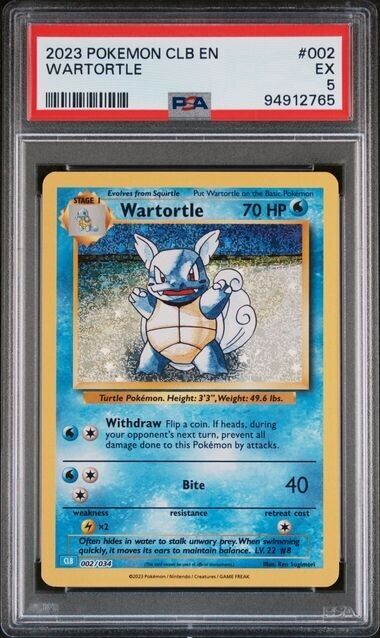 Wartortle Holo #002 PSA 5 CLB TCG Classic Collection 2023 Pokemon Card