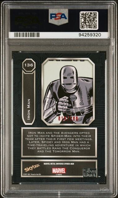 Iron Man #136 PSA 8 Red Precious Metal Gem /100 PMG 2022 Marvel Metal Spider-Man