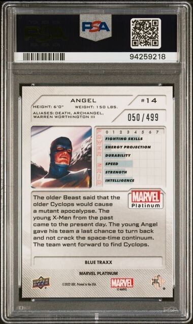 Angel #14 Blue Traxx /499 PSA 9 Upper Deck 2023 Marvel Platinum