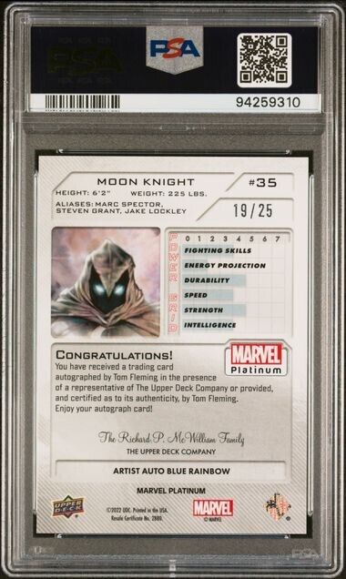 Moon Knight #35 Artist Auto Blue Rainbow /25 PSA 9 UD 2023 Marvel Platinum