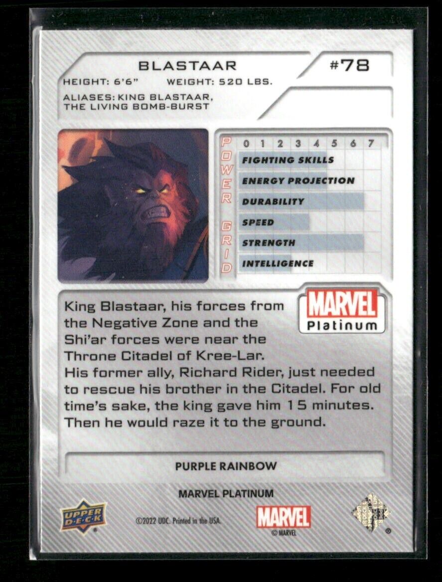 2023 Upper Deck Marvel Platinum Blastaar #78 Purple Rainbow