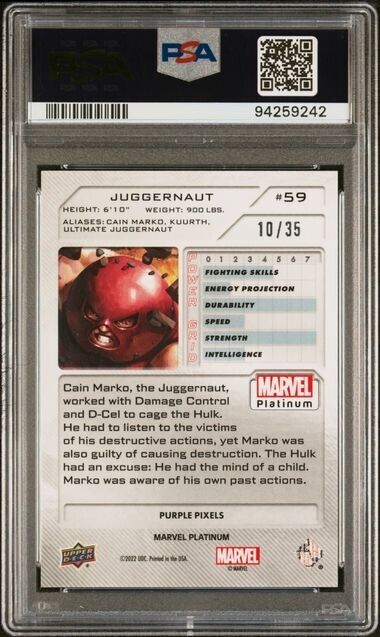 Juggernaut #59 Purple Pixels /35 PSA 10 Upper Deck 2023 Marvel Platinum