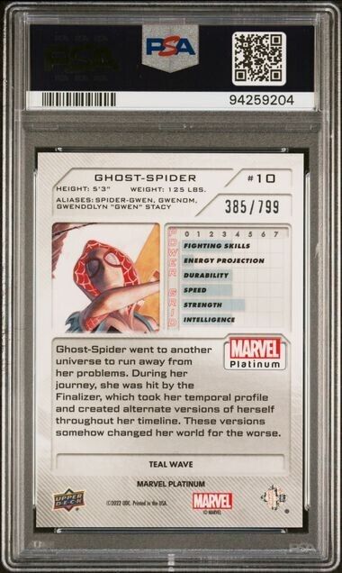 Ghost-Spider #10 Teal Wave /799 PSA 9 Upper Deck 2023 Marvel Platinum