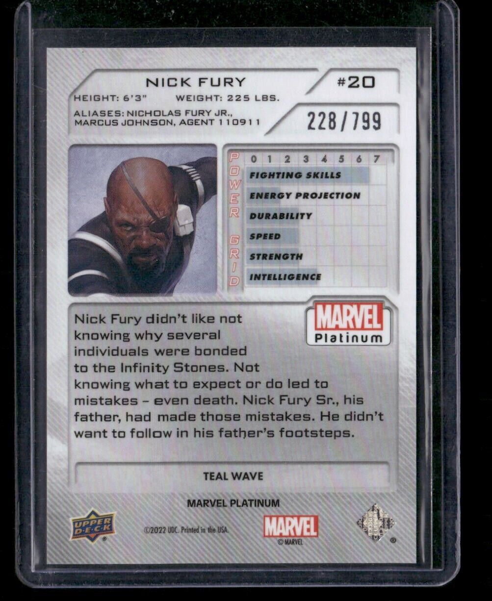 Nick Fury #20 Teal Wave /799 Upper Deck 2023 Marvel Platinum