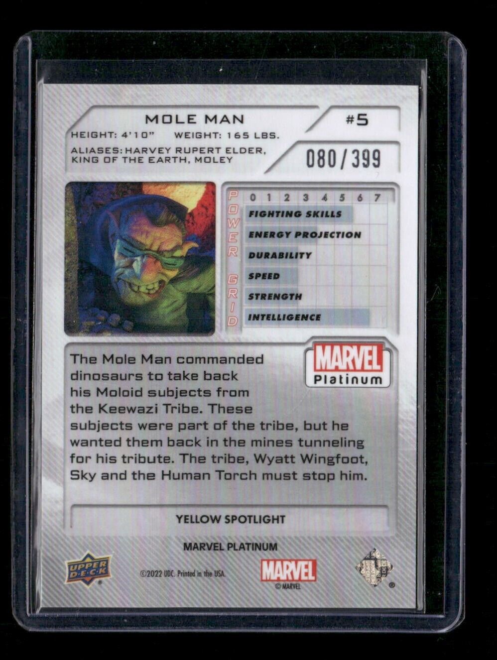 Mole Man #5 Yellow Spotlight /399 Upper Deck 2023 Marvel Platinum