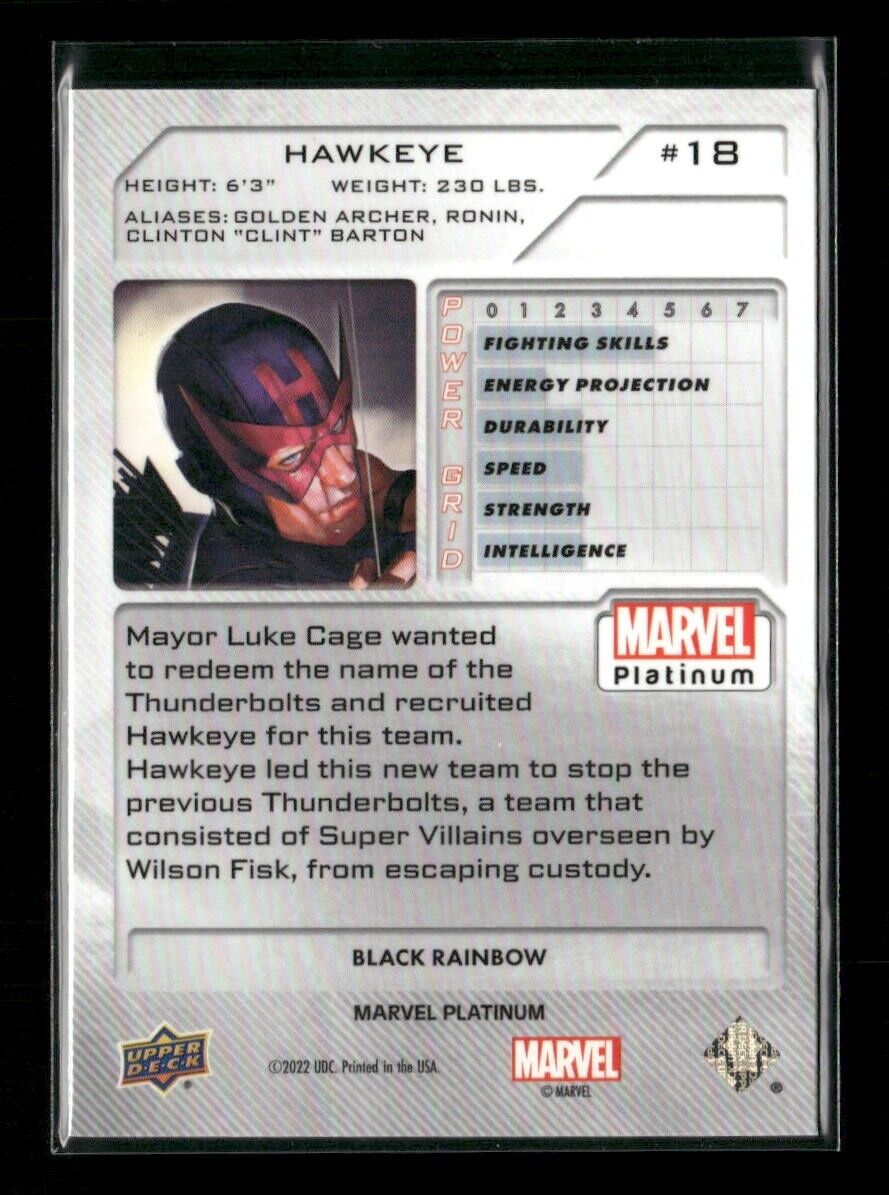 2023 Upper Deck Marvel Platinum Hawkeye #18 Black Rainbow