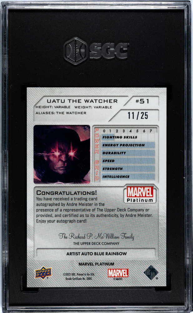 Uatu The Watcher #51 Artist Auto Blue Rainbow /25 SGC 8/10 2023 Marvel Platinum