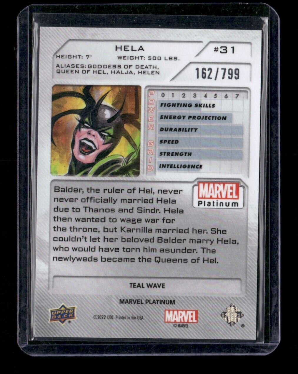Hela #31 Teal Wave /799 Upper Deck 2023 Marvel Platinum