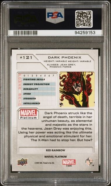 Dark Pheonix #121 Red Rainbow PSA 10 Upper Deck 2023 Marvel Platinum