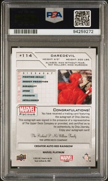 Daredevil #114 Creator Auto Red Rainbow PSA 10 Upper Deck 2023 Marvel Platinum