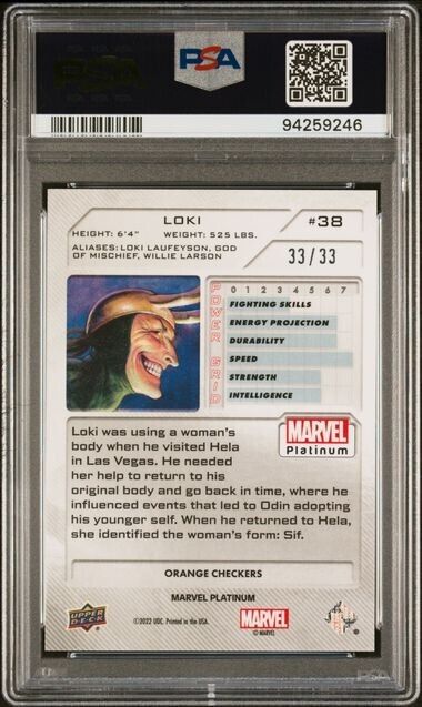 Loki #25 Orange Checkers OMEGA 33/33 PSA 10 Upper Deck 2023 Marvel Platinum