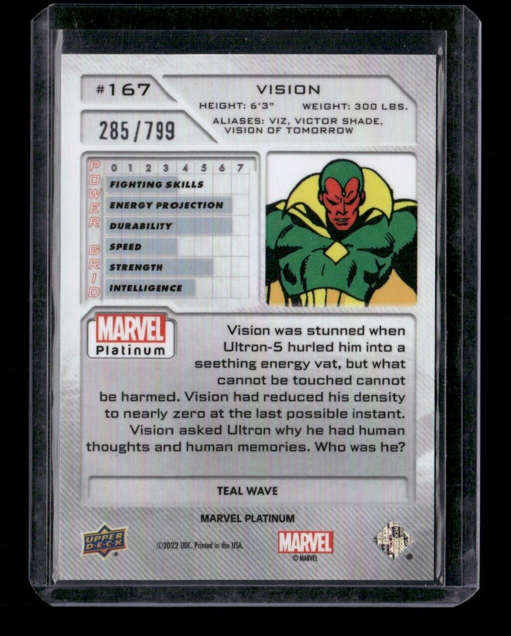 Vision #167 Teal Wave 285/799 Upper Deck 2023 Marvel Platinum