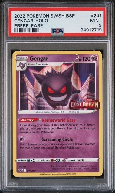 Gengar #SWSH241 Prerelease Stamp PSA 9 2022 Sword & Shield Black Star Promo