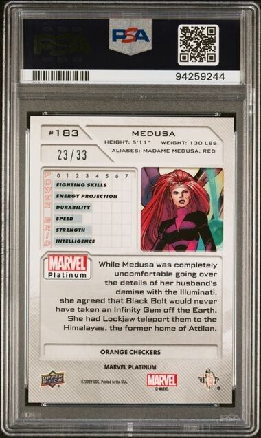 Medusa #183 Orange Checkers /33 PSA 10 Upper Deck 2023 Marvel Platinum