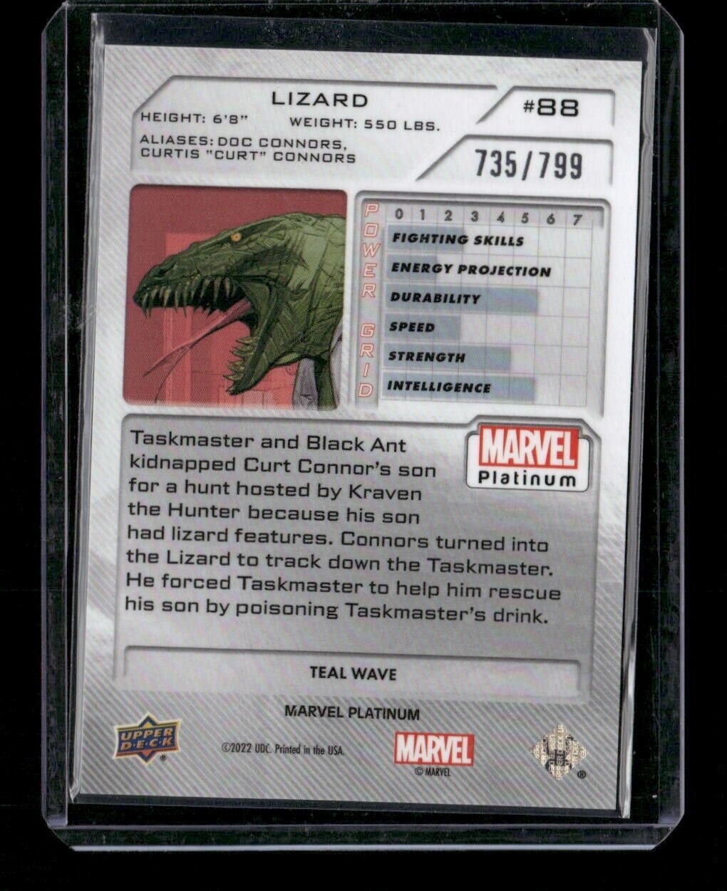 Lizard #88 Teal Wave /799 Upper Deck 2023 Marvel Platinum