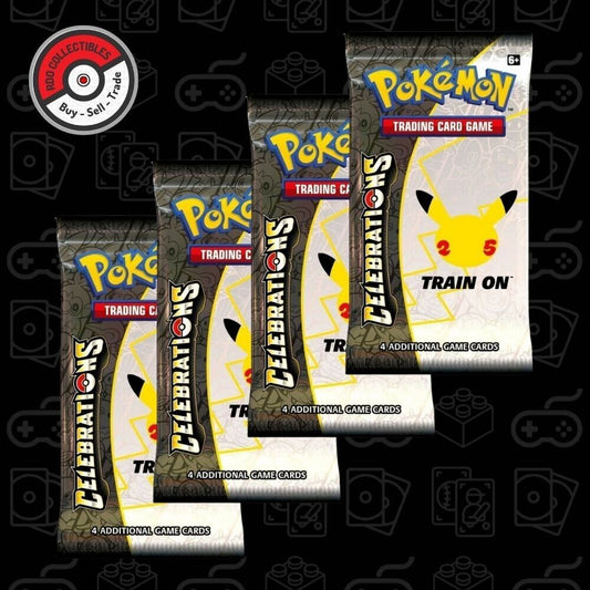 Pokemon Celebrations 25th Anniversary Booster Pack - Lot of 4 Packs