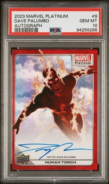 Human Torch #9 Artist Auto Red Rainbow PSA 10 Upper Deck 2023 Marvel Platinum